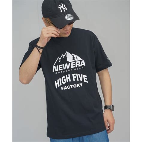 ニューエラ Tシャツ メンズ レディース 半袖 NEWERA パフォーマンス HIGH FIVE FACTORY ロゴ ブラック レギュラー