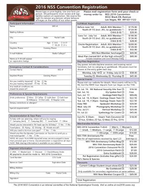 Fillable Online Nss2016 Caves 2016 NSS Convention Registration Fax