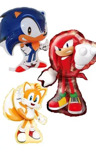 Globos Sonic Tails Y Knuckes N Mero Gigante Plateado