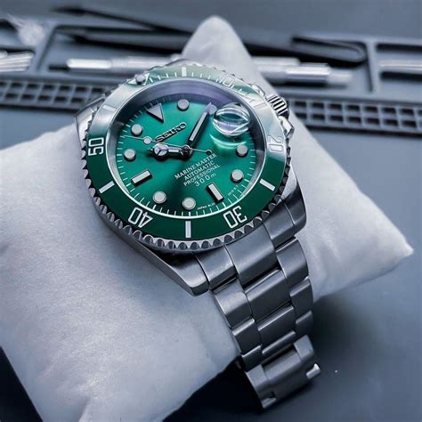 Custom Modded Seiko Submariner Hulk Green Hulk Dial Mens