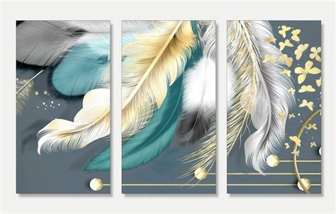 Premium Photo Abstract Colors Feather Wall Art Print Blue Feather