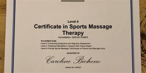 Itec Level 4 Sports Massage Distinction Caroline Bicheno