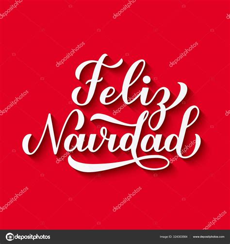 Feliz Navidad calligraphy hand lettering with shadow on red background ...