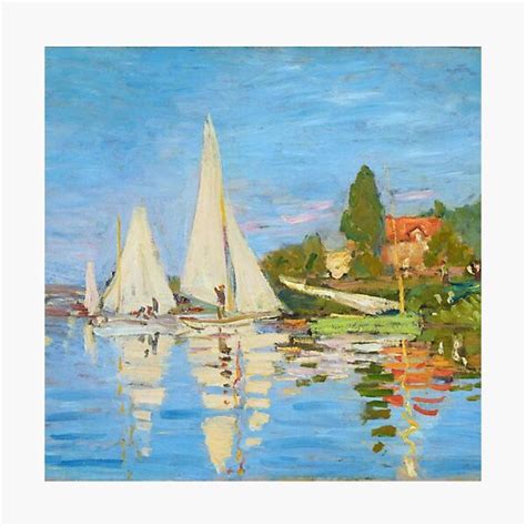 Lámina fotográfica Claude Monet pintando barcos de paisajes de