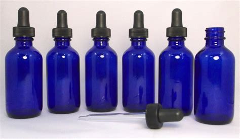 Premium Vials B37 6 Cobalt Glass Bottles For Essential Oils With Glass Eye Droppers 2 Oz