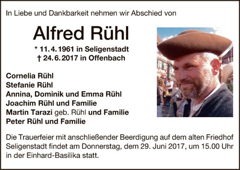 Traueranzeigen Von Alfred R Hl Trauer Op Online De