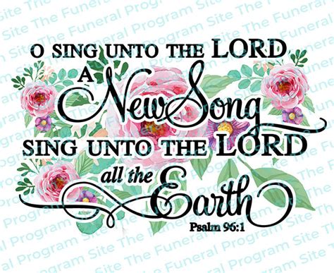 Sing Unto The Lord Funeral Bible Verses Word Art – Funeral Program-Site Funeral Programs & Templates