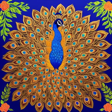 Ancient India Style Peacock Mural Painting | MUSE AI