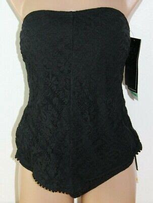 NWT Coco Reef Swimsuit Bikini Tankini Top Sz 36C Crochet Black