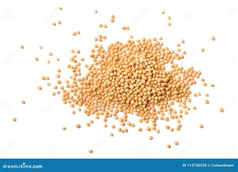 Yellow Mustard Seeds Isolated On White Top View Stock Image Image Of