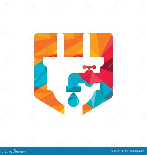 Plumbing And Electric Service Logo Design Stock Vector Illustration