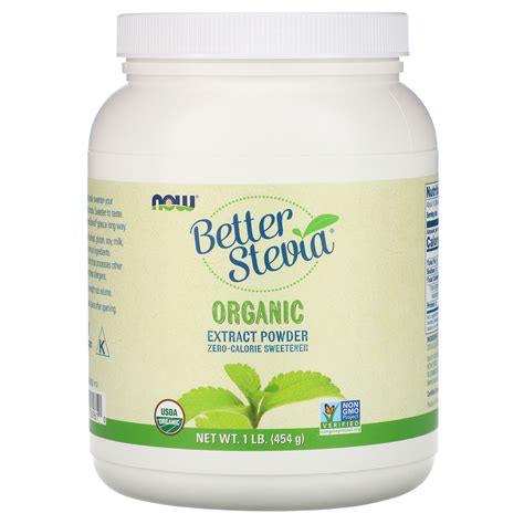 Now Foods Better Stevia Organic Extract Powder 1 Lb 454 G IHerb