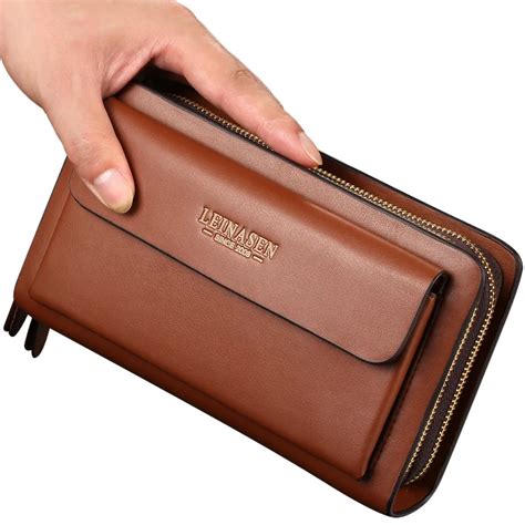 Double Zipper Men Clutch Bags High Quality Pu Leather Long Wallet