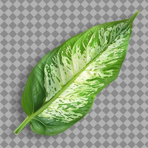 Premium PSD | Png Dieffenbachia Leaf With Oblong Leaf Shape and Patterned Gree Top View Isolated ...