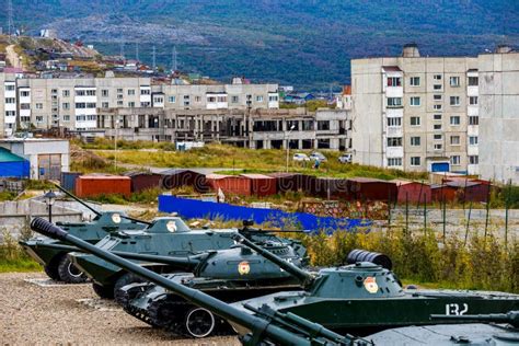 Autumn 2016 Magadan Russia Residential Buildings In The Central