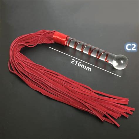 Chicote Flogger De Couro Empunhadura De Dildo Cristal Chastity