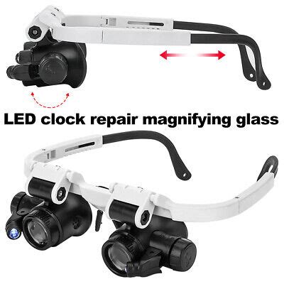 Magnifier Magnifying Eye Glass Loupe Jeweler Watch Repair Kit With Led