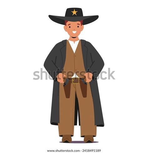 Kid Sheriff Donning Cowboy Hat Badge Stock Vector (Royalty Free ...