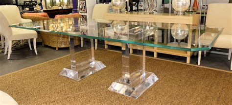 Encore Furniture Gallery Spectrum Lusaka Lucite Dining Table Bases With Glass Top