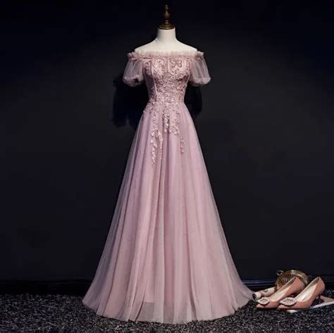 Victorian Style Blushing Pink Evening Dresses 2019 A Line Princess