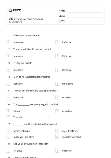 50 Intensive Pronouns Worksheets For 6th Grade On Quizizz Free