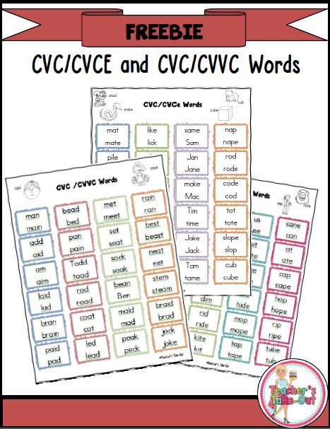 Teachers Take Out Cvccvce And Cvcc V V C Words Freebie