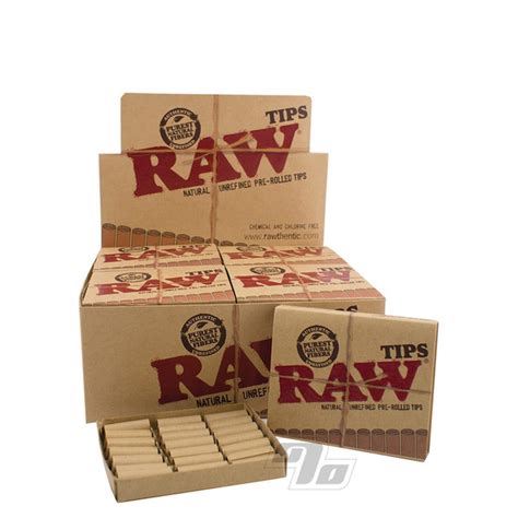 Unbleached Natural Raw Pre Rolled Filter Tips From Raw Rolling Papers In Box Of 20 Packs