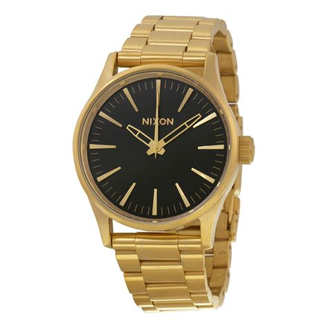 Nixon Sentry 38 Black Dial Gold Plated Mens Watch A4501604