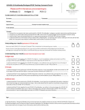 Fillable Online Covid Antibody Antigen Pcr Testing Consent Form Fax