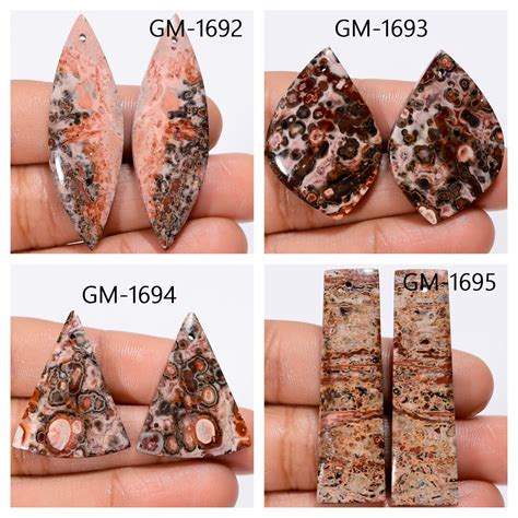 Natural Leopard Skin Jasper Fancy Shape Drilled Cabochon Matching Pairs