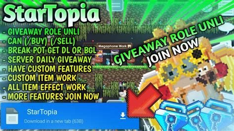 GIVEAWAY ROLE UNLI SERVER DAILY GIVEAWAY StarTopia Growtopia