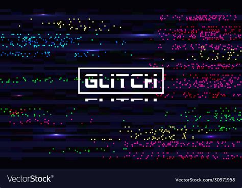 Glitch Pixel Backdrop Glitched Color Lines Vector Image