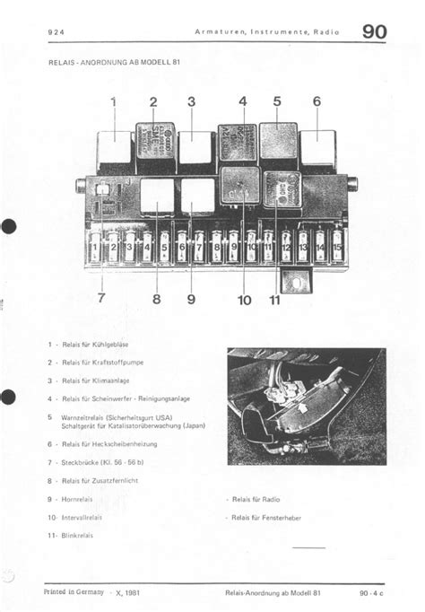 Sicherungs Und Relais Belegung Ruhestrom Porsche 924 PFF