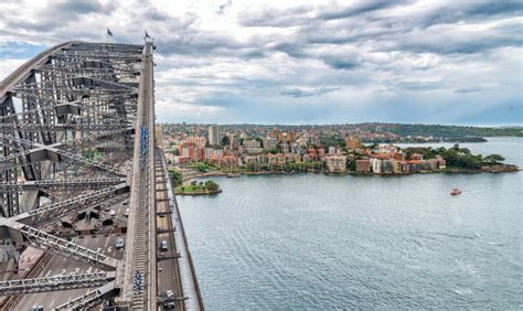 Sydney Harbour Bridge Aerial View with Car Traffic Editorial Stock ...