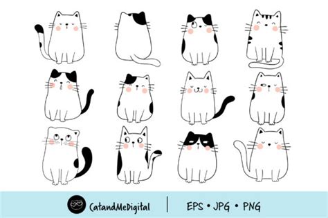 Clip Art Doodle Cute Cat Graphic By Catandme · Creative Fabrica