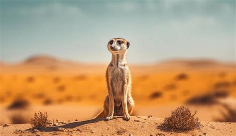 Premium AI Image | a standing meerkat in the desert