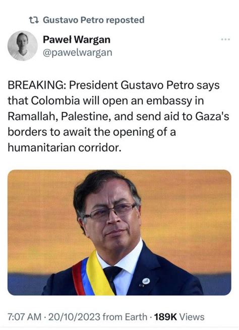 Getaran Luar Negara Colombia Buka Kedutaan Di Palestin Presiden Petro