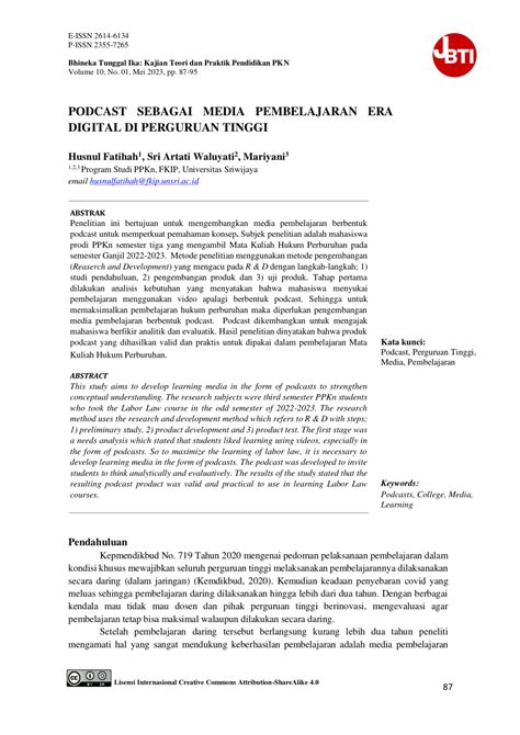 Pdf Podcast Sebagai Media Pembelajaran Era Digital Di Perguruan Tinggi