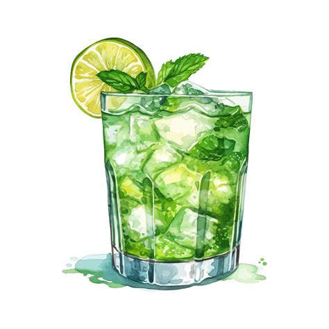 Premium Vector Watercolor Mojito Cocktail Illustration