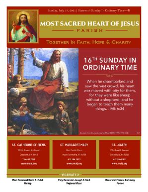 Fillable Online Sixteenth Sunday In Ordinary Time Mass Sunday