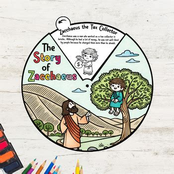 story  zacchaeus coloring wheel interactive bible activity  kids