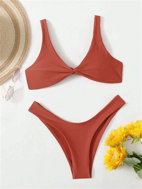 Bañador bikini girante delantero corte alto Moda de Mujer SHEIN México