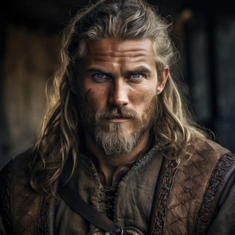 Un Homme Aux Cheveux Longs Et La Barbe Portant Un V Tement Viking