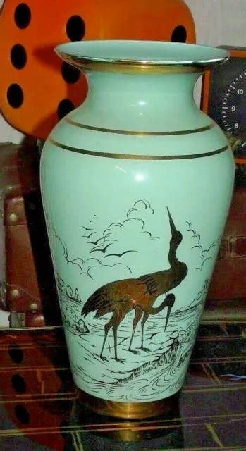 ANCIEN GRAND VASE OPALINE Verre Vintage Decor Heron Design Jansen