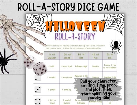 Halloween Roll A Story Dice Game Printable Creative Story Telling