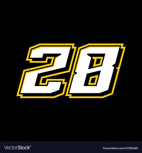 Sport racing number 28 logo design Royalty Free Vector Image