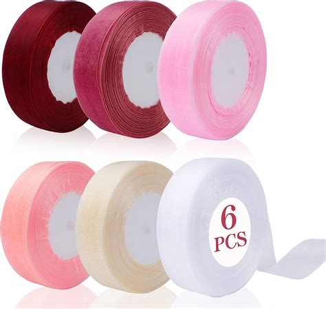 6 Rouleaux Ruban En Organza 25mm X 45m Ruban En Mousseline De Soie Et