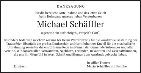 Traueranzeigen von Michael Schäffler trauer merkur de