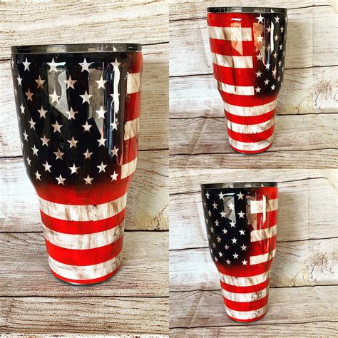 American Flag Tumbler Flag Tumbler Etsy