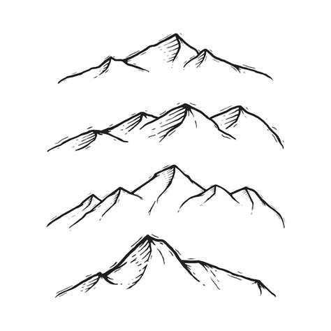 Premium Vector Handdrawn Mountain Collection